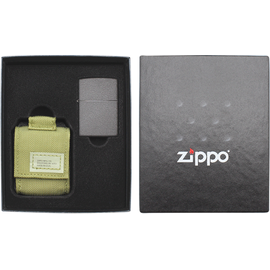 Zippo ZIPPO, Black Crackle Green Pouch Geschenkset, ZIPPO-Feuerzeug inkl. Feuerzeugbeutel
