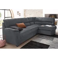 Ecksofa SIT & MORE "Pandora L-Form" Sofas Gr. B/H/T: 251cm x 91cm x 176cm, Luxus-Microfaser ALTARA NUBUCK, Ottomane rechts, ohne Bettfunktion, grau (dunkelgrau) wahlweise mit Bettfunktion und Bettkasten