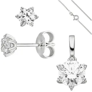 Schmuck Krone Schmuckset Schmuck-Set Stern 333 Weißgold mit Kette 42cm, Gold 333 silberfarben