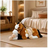 SWEETY-TOYS Sweety Toys 6502 LUCKY Pferd XXL Riesen Pferd liegend mit Sattel-BRAUN