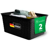 Novaliv - 2x Aufbewahrungsbox 2x Aufbewahrungskorb Rattan