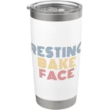 Resting Bake Face Retro 70er Jahre Vintage Doppelwandiger Edelstahl-Thermobecher