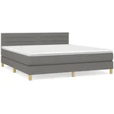 vidaXL Boxspringbett mit Matratze Dunkelgrau 160x200 cm Stoff