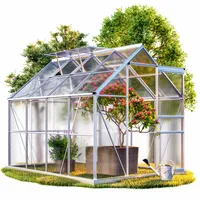 Gardebruk® Aluminium Gewächshaus 4,75m2 mit Fundament 250x190cm inkl. 2 Dachfenster Treibhaus Garten Frühbeet Aufzucht 7,63m3