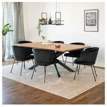 Home Deluxe Essgruppe Eckig AVENCIA inkl. Sternfuß - 200 x 120 cm Light Oak, (7-tlg) schwarz