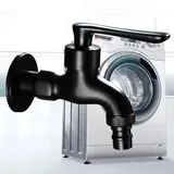 Mumu - Schwarzer Messing-Wandmontage-Wasserhahn, Badezimmer-Eckwaschmaschine, Outdoor-Garten-Outdoor-Wasserhahn, Toilette