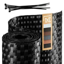 Kadax Balkonverkleidung 100 x 700 cm Schwarz Rattan