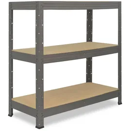 shelfplaza Schwerlastregal Metall 90x100x30 cm grau mit 3 Böden 200 kg Traglast pro Boden