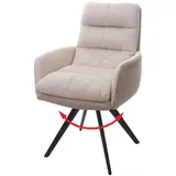 Mendler Esszimmerstuhl HWC-G66, Küchenstuhl Stuhl, drehbar Auto-Position Stoff/Textil MVG ~ creme, mit Armlehne