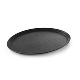 HENDI Serviertablett, oval, Antirutschbeschichtung, Schock- und bruchfest, 735x600mm, Schwarz