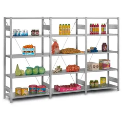 PROREGAL Edelstahl Fachbodenregal Stecksystem T-Profil | HxBxT 200x100x30cm | 5 Ebenen | Geschlitzter Fachboden zur Belüftung | Fachlast 150kg