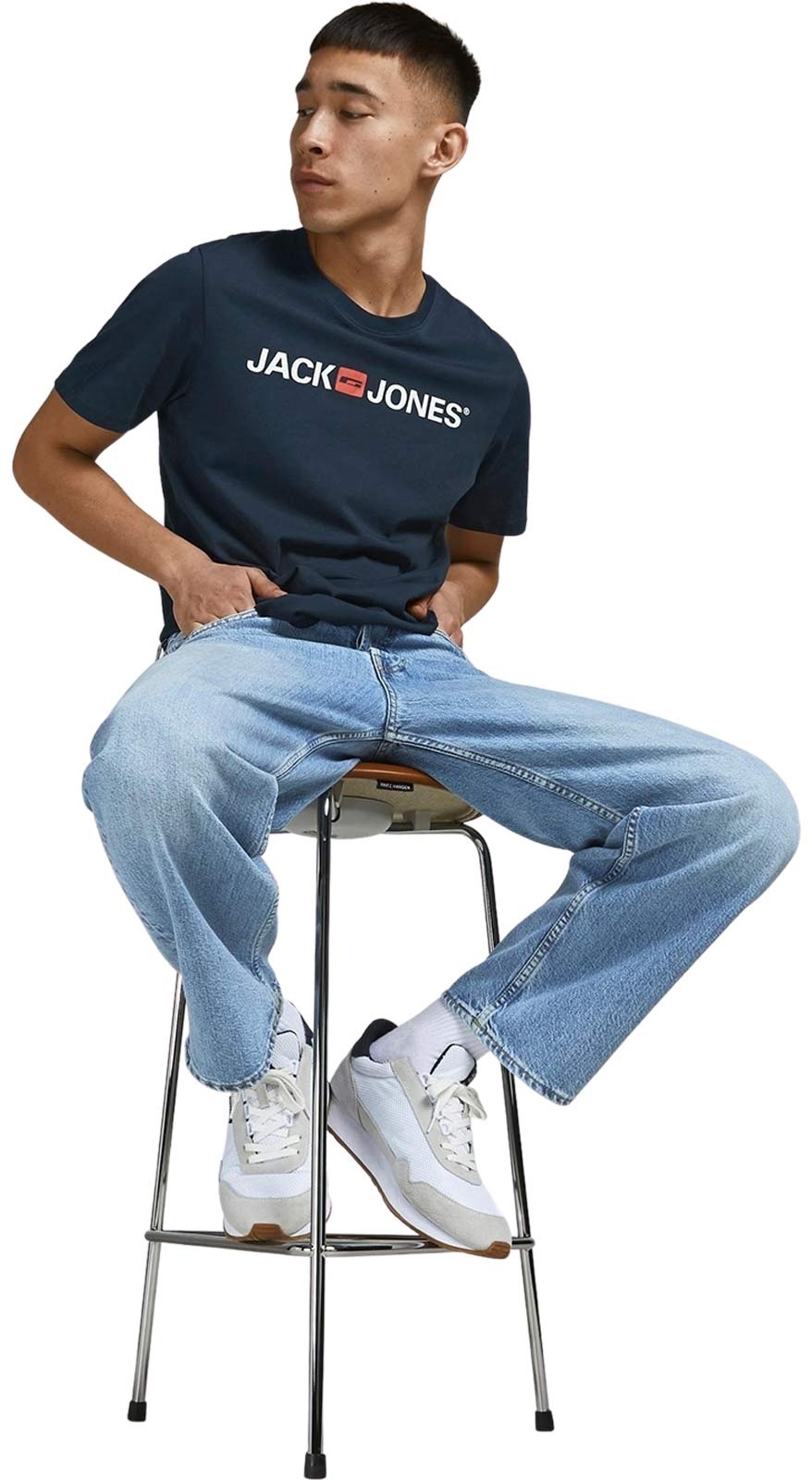 Jack & Jones T-Shirt Corp mit Schriftzug in Dunkelblau-XL