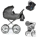 Kinderwagen-Set 3 in 1 Retro inkl. Sportsitz und Autositz - 13 Teile - in 5 Farben