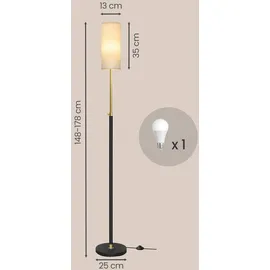 VASAGLE Höhenverstellbare Stehleuchte 148 cm Schwarz