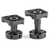 woplus 4er Set Sockelfüße höhenverstellbar 85–125 mm | Küchenfüße Set extrem belastbar bis 1800 kg (450 kg/Fuß) | Stabile Möbelfüße für Küchenschrank & Werkstatt | Kunststoff (PP), Schwarz