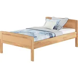 Erst-Holz, Bett, Einzelbett Buche 120x200 Bettgestell Massivholz Holzbett natur Rollrost Matratze 60.72-12 M (120 x 200 cm)