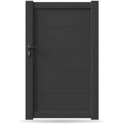 Gartentür, Einzeltor, Modell Hamburg, Aluminium, Anthrazit, flexible Befestigungssysteme, individuell konfigurierbar