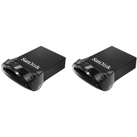 SanDisk Ultra Fit USB 3.2 Flash-Laufwerk 64 GB (Für Laptops, Spielkonsolen und Auto-Audiosysteme, Plug-and-Stay, 130 MB/s Lesen, RescuePRO Deluxe Software) (Packung mit 2)