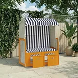 vidaXL Strandkorb mit Dach Poly Rattan & Massivholz Weiß & Blau