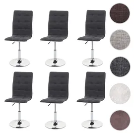 Mendler Esszimmerstuhl HWC-C41 Stoff grau 6er Set