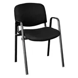 Steelboxx Besucherstuhl mit Armlehnen Stapelstuhl gepolstert stapelbar (1), Sitz- und Rückenlehne ergonomisch gepolstert schwarz