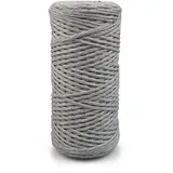 Netuno 1x Makramee Garn Hellgrau 3 mm 100 m einfach gedreht Baumwollkordel Kordelband Naturkordel Bunte Baumwoll-Bastelschnur für Makramee Garn Kordel Makramee farbig Twisted Macrame Cord Cotton