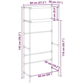 vidaXL Waschmaschinenregal 2 Ablagen Grau 69x28x143 cm Eisen
