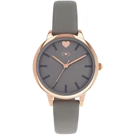 Tom Tailor 2100732 36 mm Kunstledergehäuse Roségold Sportarmband Grau