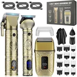 OKWISH profi Haarschneidemaschine Set, Haarschneider Pflegesets, Bartschneider Herren, Haarschneider mit LED-Anzeige Bronze - Bronze