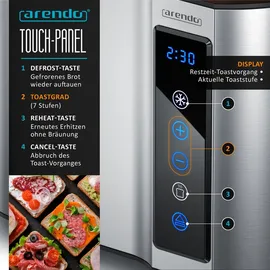 Arendo Toaster 2 Scheiben Silber