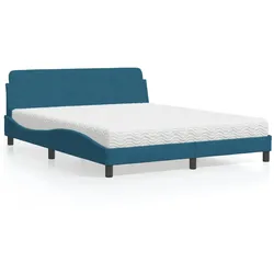 Bett mit Matratze – Blau, 160x200 cm – Stilvoll & Bequem