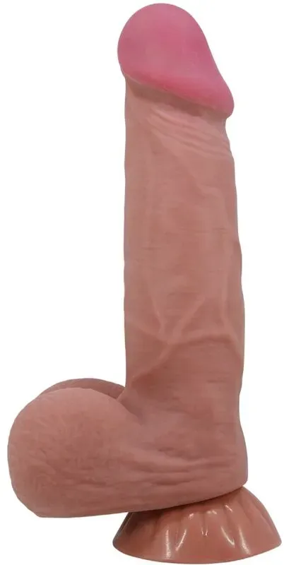 PRETTY LOVE - SLIDING SKIN SERIES REALISTISCHER DILDO MIT SCHIEBENDEM BRAUNEN HAUTSAUGNAPF 20,6 CM