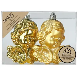 2 Christbaumschmuck Engel 10cm Kunststoff Christbaumkugeln matt & glänzend Weihnachtskugeln Weihnachtsbaumkugeln Weihnachtsdeko Uni Bruchsicher Gold