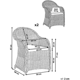Beliani Gartensessel 2er Set 56 x 87 x 68 cm beige