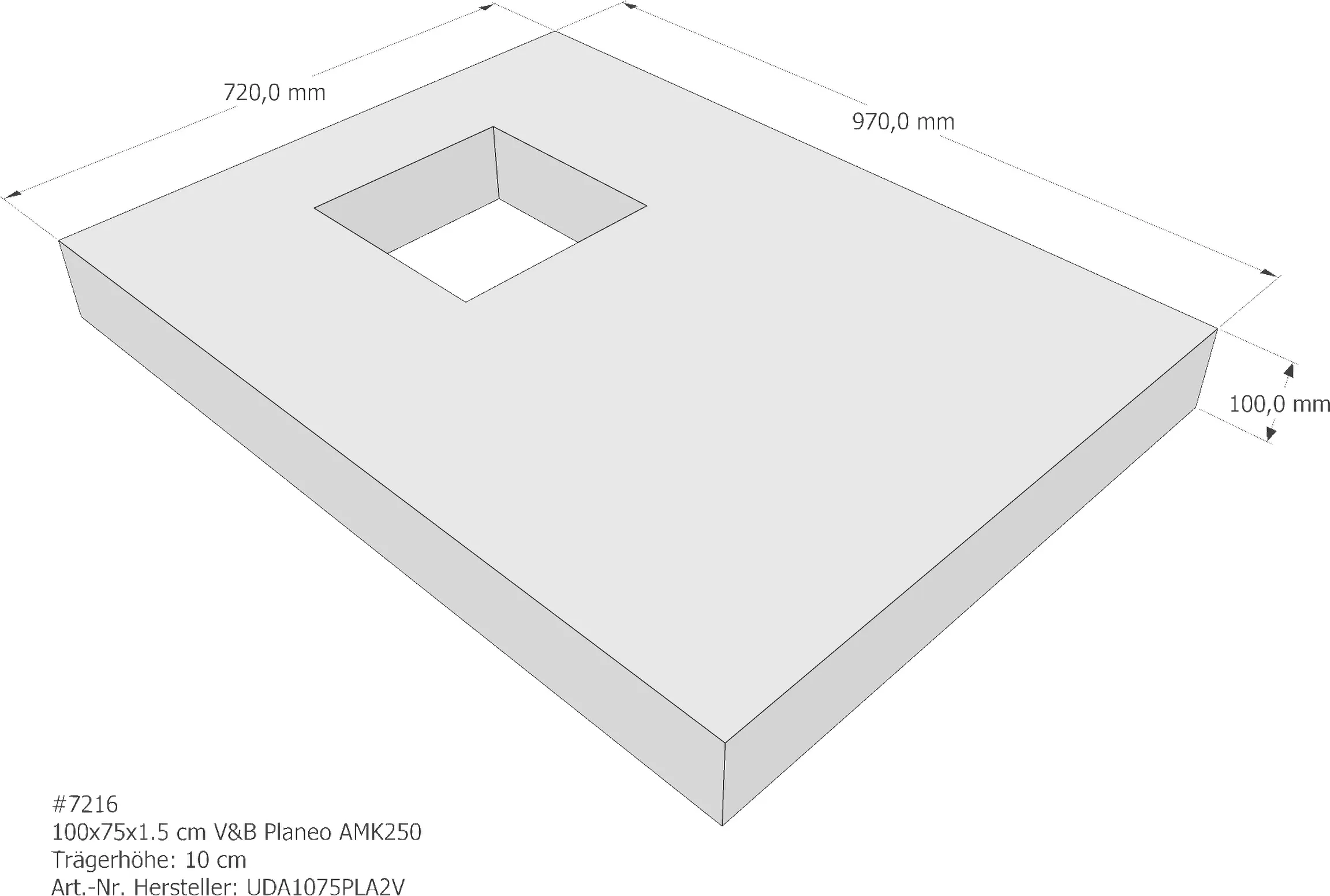 Duschwannenträger für Villeroy & Boch Planeo 100 × 75 × 1,5 cm