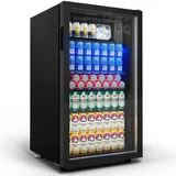 Getränkekühlschrank Flaschen Bier Minibar Glastür 85L,LED Beleuchtung,Schwarz