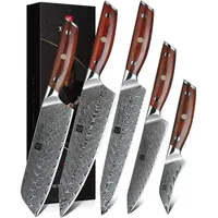 XINZUO Kochmesser Set Damaststahl 7 Teilig Messerblock Sets-Chef Santoku