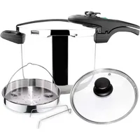 Magefesa Athenas - Exklusives Set Schnellkochtopf 7.5 L + Korb + Glasdeckel, Edelstahl 18/10, Für Induktion, Thermodiffusionsboden