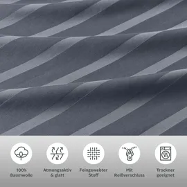 LeGer Home by Lena Gercke Bettwäsche »Leonore« 2 Stk., tlg. Mako-Satin, Streifen aus 100% Baumwolle, Größe ab 135x200 cm 39529368-0 anthrazit 1 Stk.,