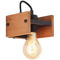 Brilliant Calandra Wandleuchte 1flg schwarz/holzfarben 1x A60, E27, 42W,