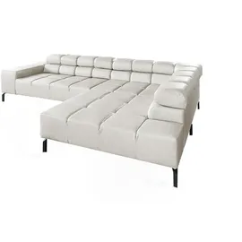 KAWOLA Ecksofa NELSON hellgrau Leder