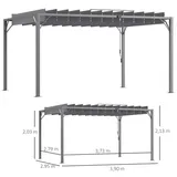 Outsunny Pergola 4 x 3 m grau