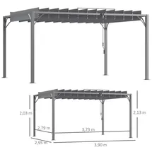 Outsunny Pergola 4 x 3 m grau