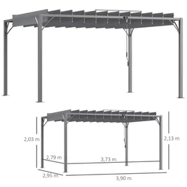 Outsunny Pergola 4 x 3 m grau