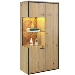 Merax Moderne Vitrine mit LED-Beleuchtung - 150Hx78Bx40Tcm - Glastür, Mehrzweckregale, 15 Farboptionen, Schaukasten