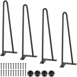 VEVOR 4er-Set Tischbeine Haarnadelbein 406mm hoch 110x110mm Montageplatte Kohlenstoffstahl Pulverbeschichtet Hairpinlegs 227kg Tragfähigkeit Ideal für Küchentische Wohnzimmerkonsolen Studio-Tische