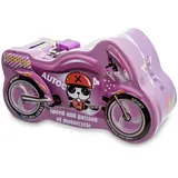 Spardose aus Metall, Motorradform, mit Schloss, lustige Spardose, große Größe für Jungen und Mädchen (lila)