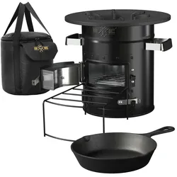 Outdoorofen Raketenofen BBQ Holzofen Ofen Outdoorofen Grill Kocher Stahl