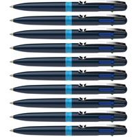 Schneider 138003 Take 4 Kugelschreiber mehrfarbig (4 Farben, Minen wechselbar, recycelter Kunststoff) dunkelblau-hellblau, 10 Stück