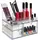 Relaxdays Make Up Organizer, 14 Fächer & 3 Schubladen, Nagellack, Lippenstfit, Kunststoff, Schminkorganizer, transparent,